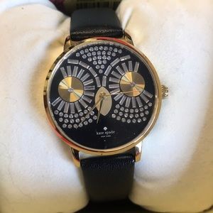 Kate Spade black & gold owl face watch